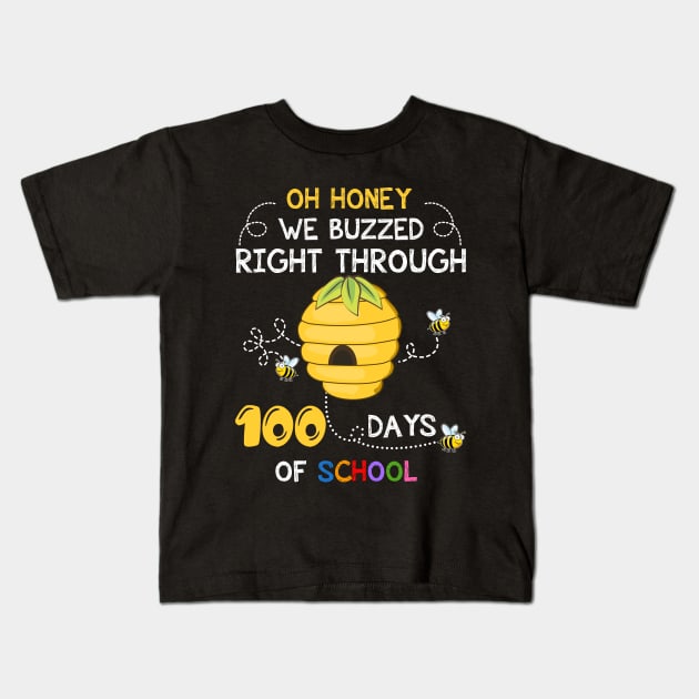 100th Day Of School Teacher Bee Hive Funny T-shirt Kids T-Shirt by Elsie